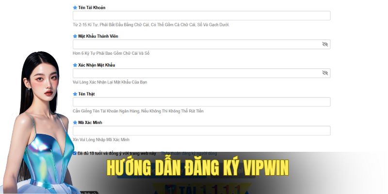 Điền thông tin để đăng ký VIPwin nhanh chóng
